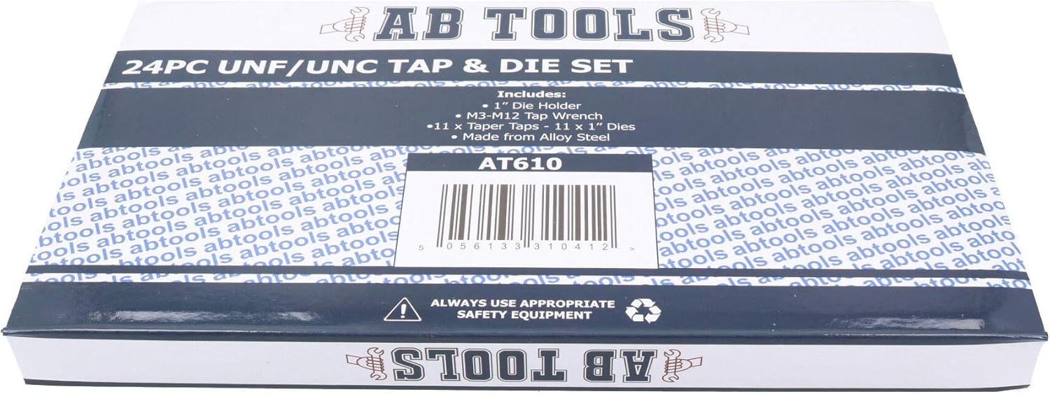 UNF (AF) and UNC Tap and Die 24pc Set Imperial with Metal Case TE104