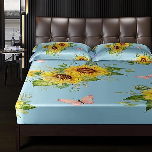 Vista 40 de Sábanas y fundas de almohada de microfibra suave arcoíris, sábana bajera ajustable con bolsillos profundos, sábana bajera ajustable para decoración