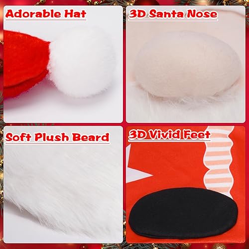 Miniatura 5 de Juego de 3 piezas de decoración navideña para asiento de inodoro, diseño de gnomo de Papá Noel 3D, tapa de inodoro, cubierta de caja de pañuelos,