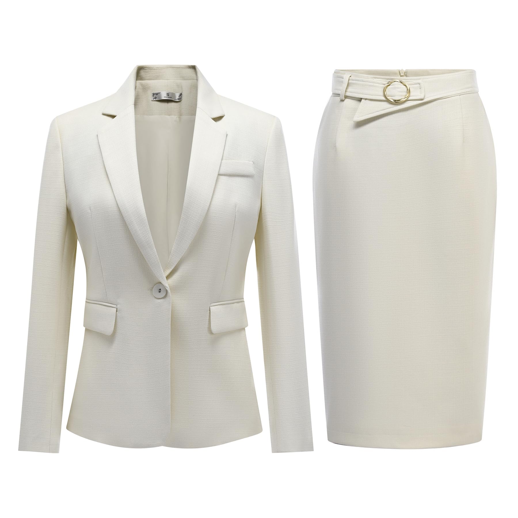 YUNCLOS 2 Piece Business Skirt Suit Set for Women Casual Long Sleeve Blazer and Skirt