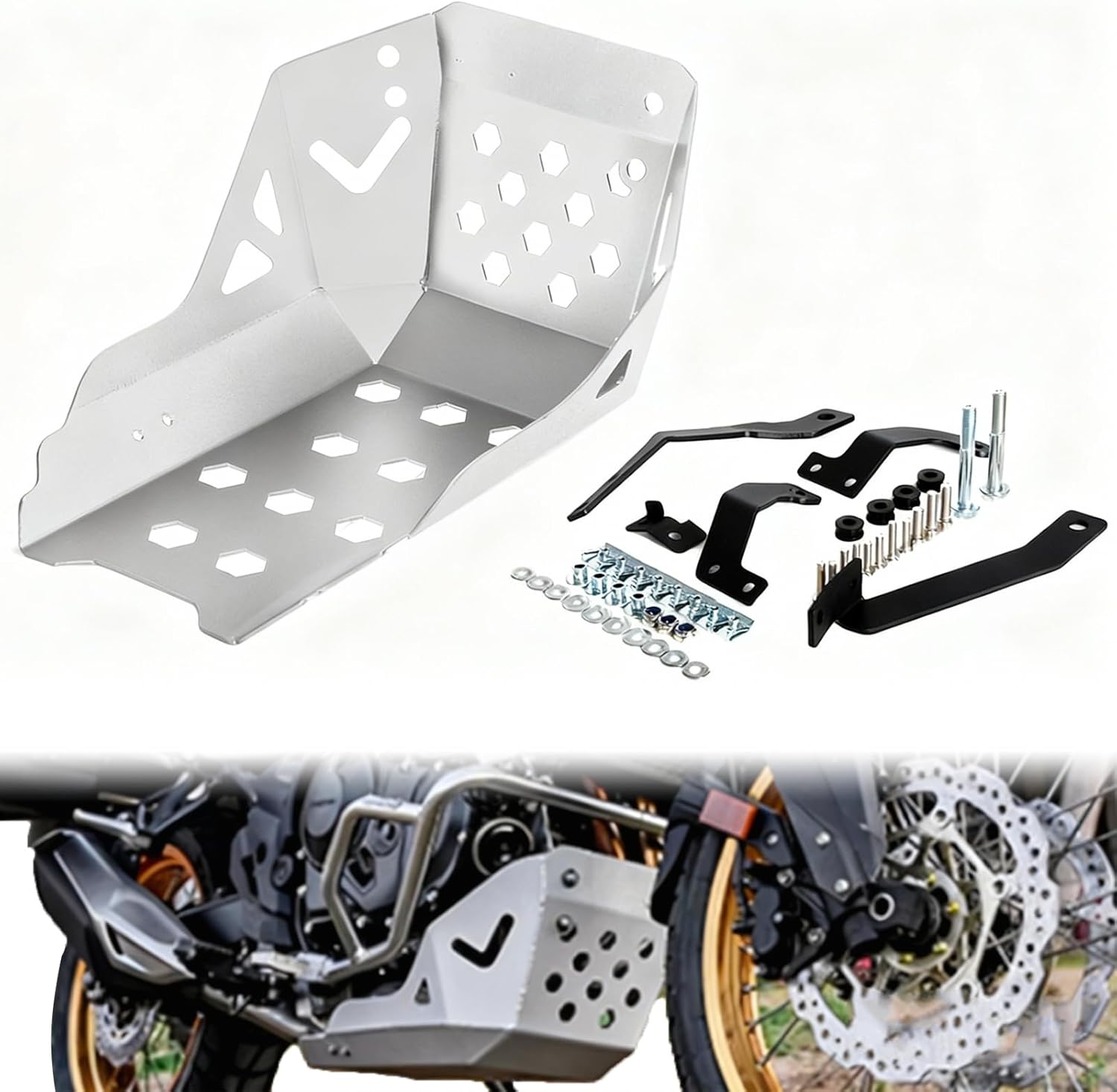Skid Plate Compatible with XL 750 / XL750 TRANSALP 2023 2024 2025, Front Skidplate Lower Engine Bash Cover Guard (Silver)