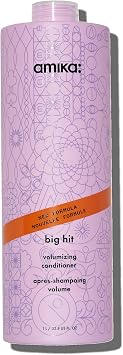amika big hit volume conditioner - hair care for fine to medium strands - hair conditioner with caffeine + sea buckthorn - helps boost volume + adds weightless moisture 1000 ml