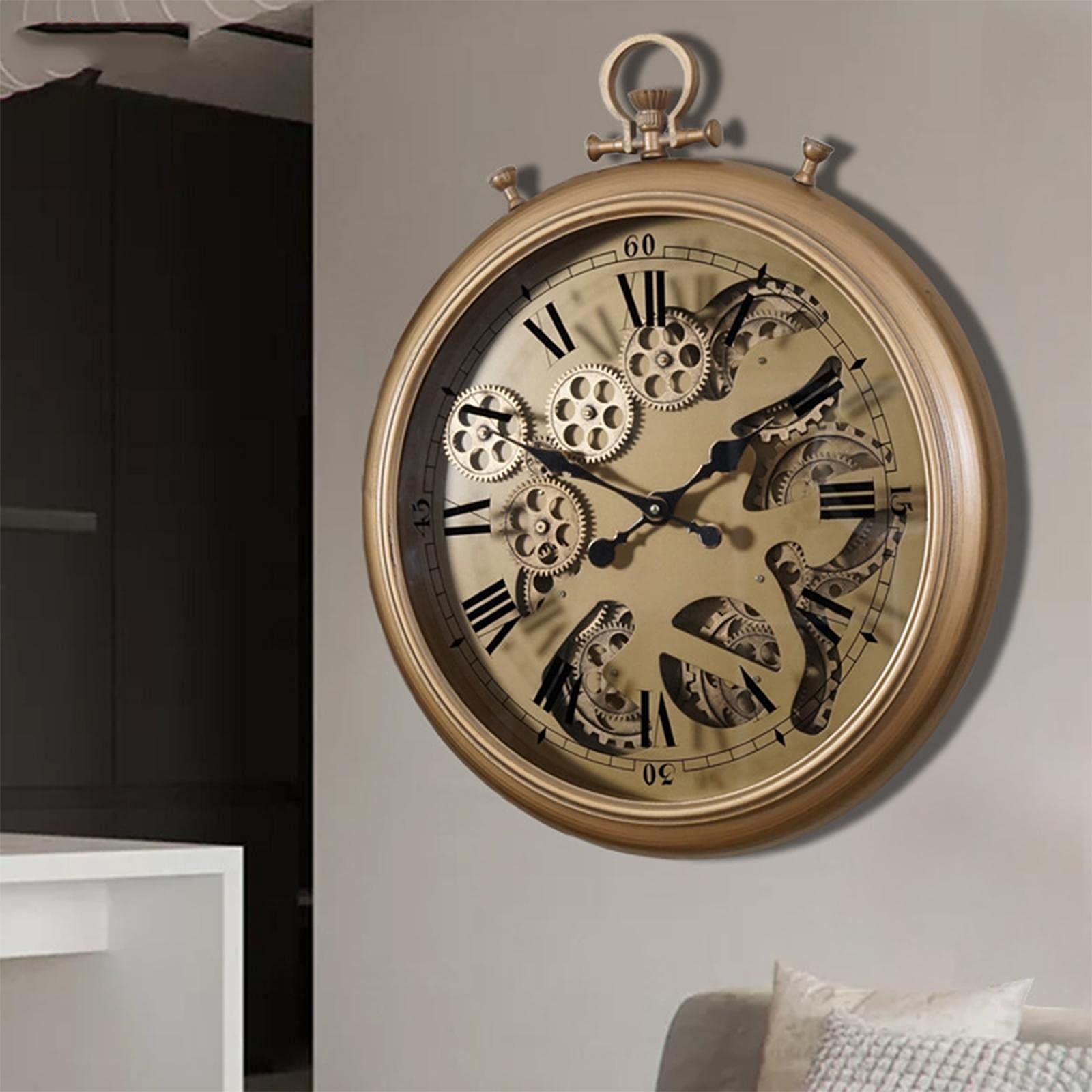 3D Vintage Wandklok, 3D Rustieke Handgemaakte Wandklok Grote Gear Houten Vintage Decor voor Woonkamer/Kantoor/Bar Grote Wandklok Gear Wandklok(Gold 30cm 3D Vintage Wandklok, 3D Rustieke Handgemaakte Wandklok Grote Gear Houten Vintage Decor voor Woonkamer/Kantoor/Bar Grote Wandklok Gear Wandklok(Gold 30cm