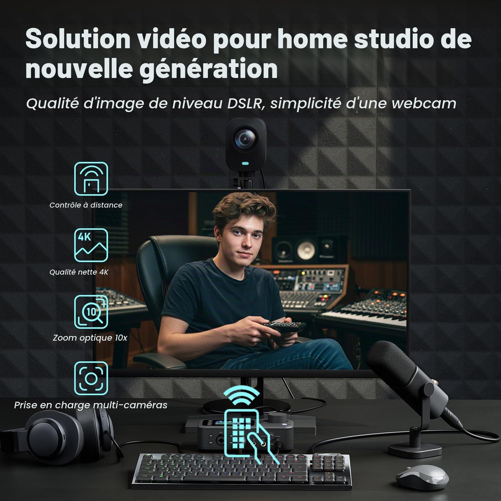 NearStream VM20 Caméra de Streaming 4K Filaire avec Zoom Hybride 40x