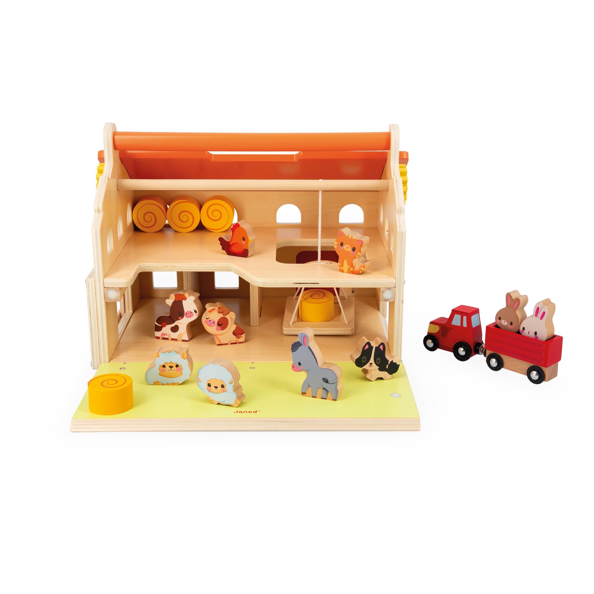 Janod - La Mia Prima Fattoria in Legno - 16 Accessori - Giocattolo di Imitazione per Bambini - Sviluppa la Manualità e l'Immaginazione - Giocattolo in Legno FSC - dai 24 Mesi, J03318