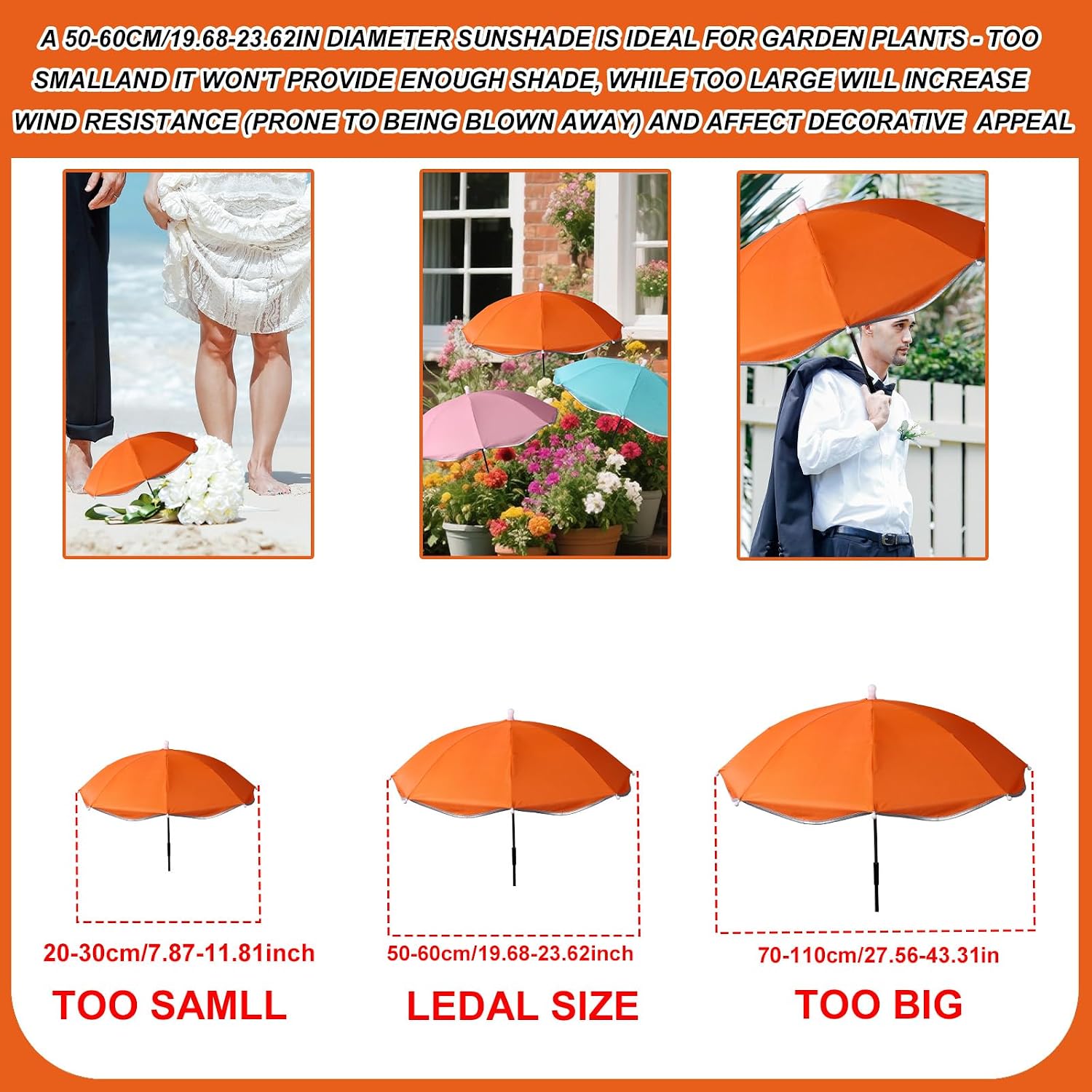 Lyreh 3pcs Plant Umbrellas for Outdoor Plants, 3 Color Diameter 23.62in Garden Plant Umbrella for Providing Shade Cover to ‌Defend Patio Flowers Plants Fruits and Vegetables From Blazing Sun