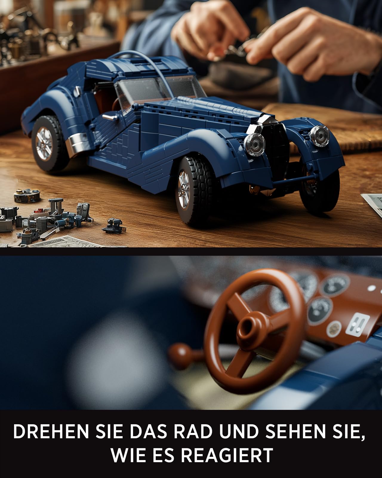 Nifeliz Auto-Modellbausatz Vintage Klemmbausteine für Erwachsene, Maßstab 1:14 Sammlerauto Sportwagen Modell Auto, Sammlerstücke für Zuhause oder das Büro (1,127 Teile, NF10320)