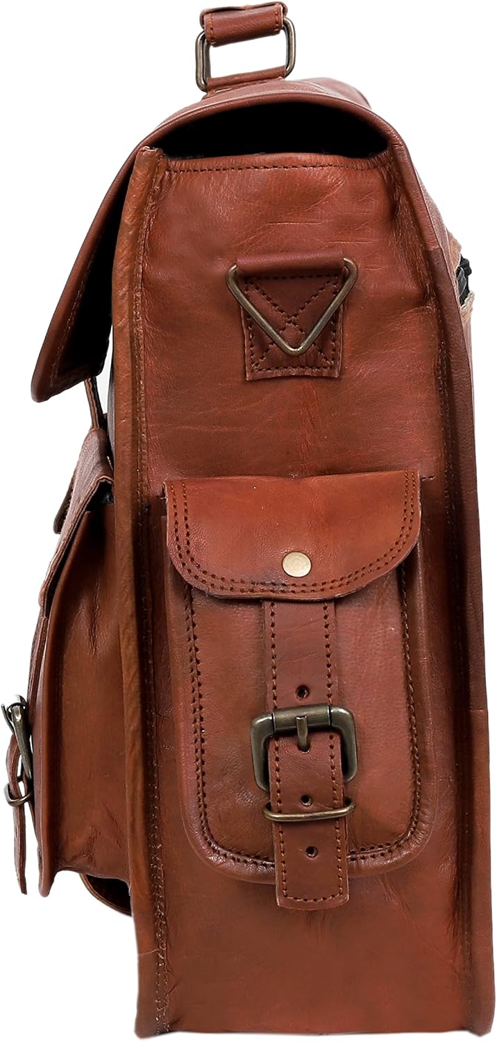 Handmadecraft Leather Unisex Real Leather Messenger Bag for Laptop Briefcase Satchel