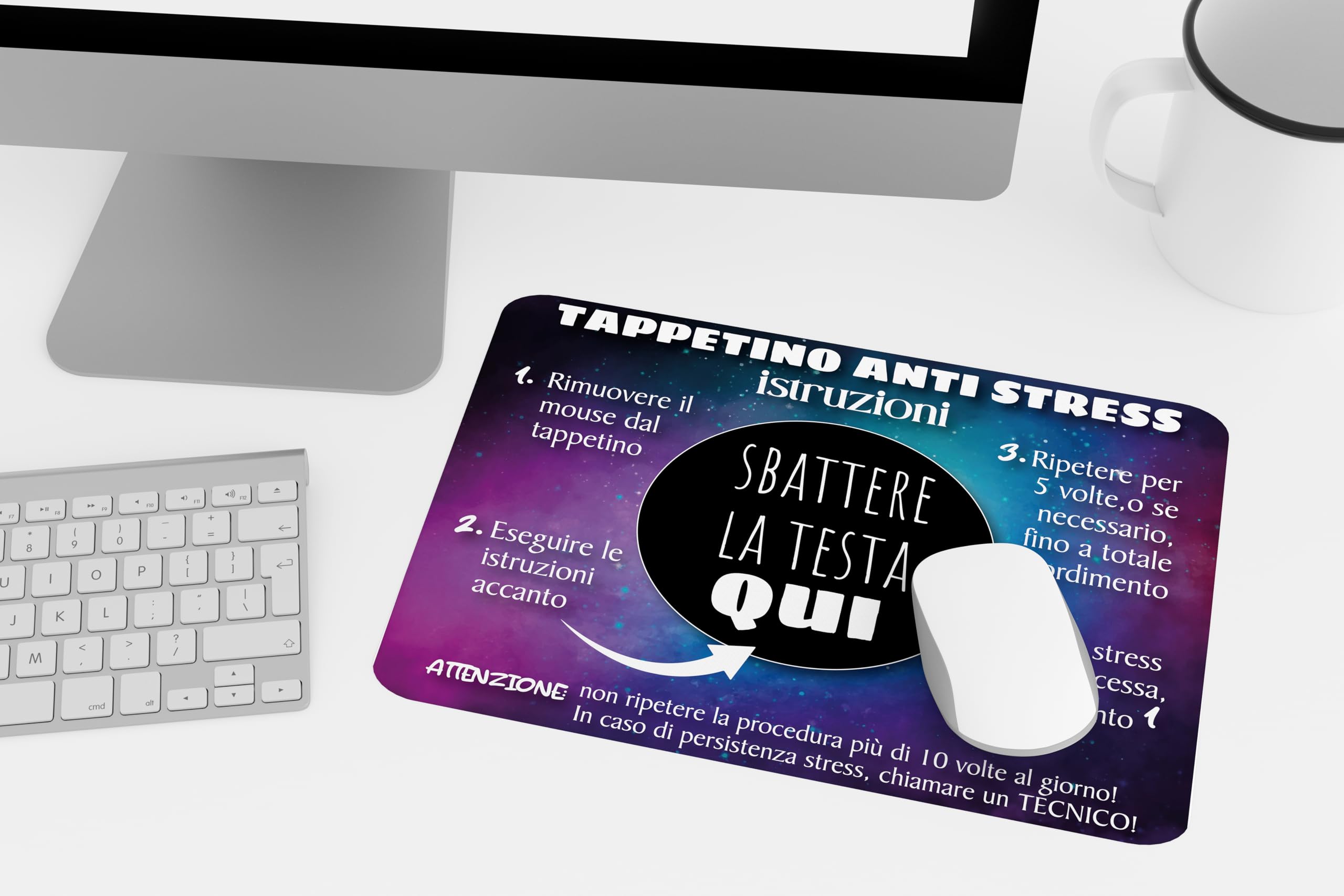 Tappetino Mouse Personalizzato instruzioni antistress - Base Antiscivolo, Facile da Pulire - Perfetto per Postazioni Gaming e di Ufficio - Idea Regalo per Compleanno, Colleghi di Lavoro 21,5x18cm