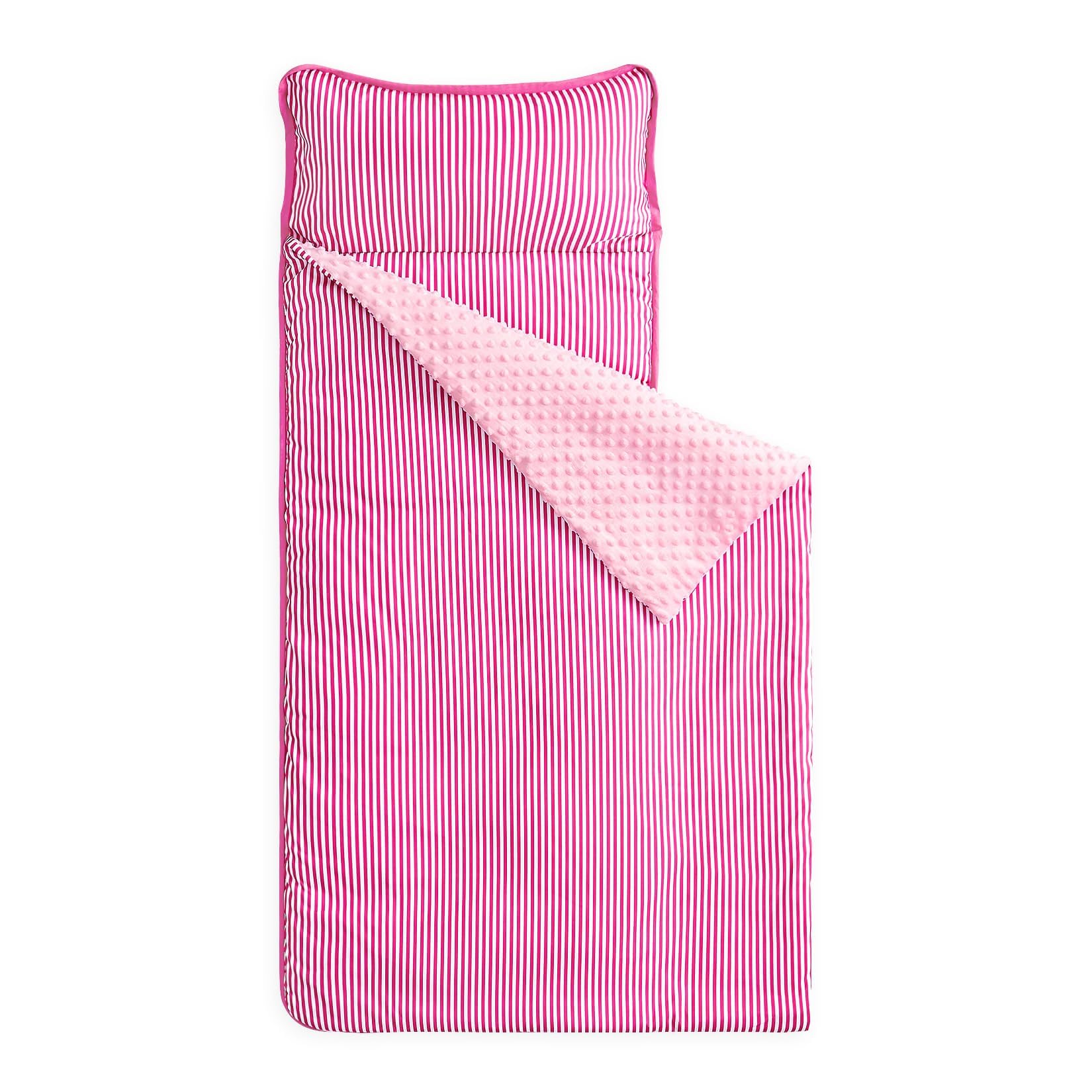 Wake In Cloud - Toddler Nap Mat with Pillow and Minky Fleece Blanket, for Kids Boys Girls in Daycare Preschool Kindergarten, Roll Up Sleeping Bag,