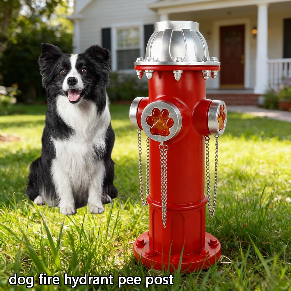 Solarbetriebener Hunde-Feuer-Hydrant für den Außenbereich, Feuerhydrant für Hunde zum Pinkeln, mit Hundepfotenabdruck-Design, perfekter künstlicher Feuer-Hydrant für einfaches