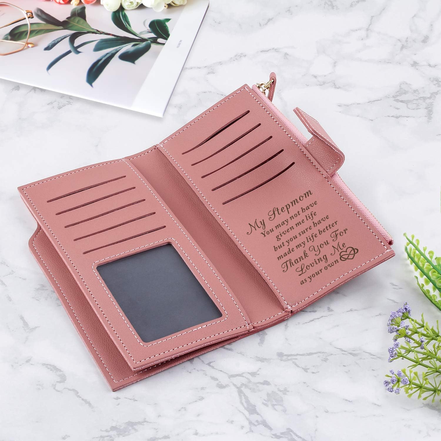 Personalized Wallets for women Engraved Leather Wallet Credit Card Clutch Long Wallet for Mom, Wife, Friends, Sister, Daughter at Birthday, Anniversary, Mother's Day, Thanksgiving, Christmas