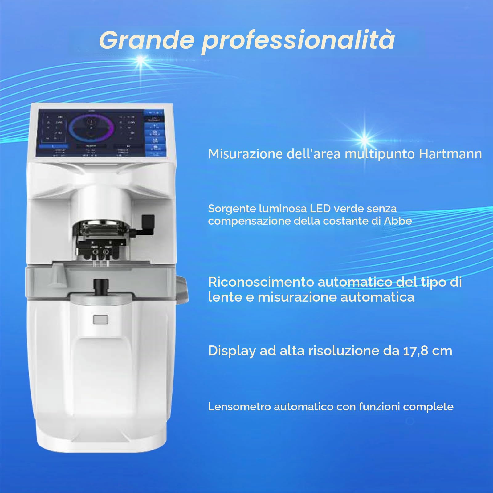 Obiettivo del focimetro dello schermo Obiettivo Auto Meter 7 Pollici Touch Screen Auto LensMeter UV Digital Auto Lensmeter Lensometer con stampa Pd Bianco
