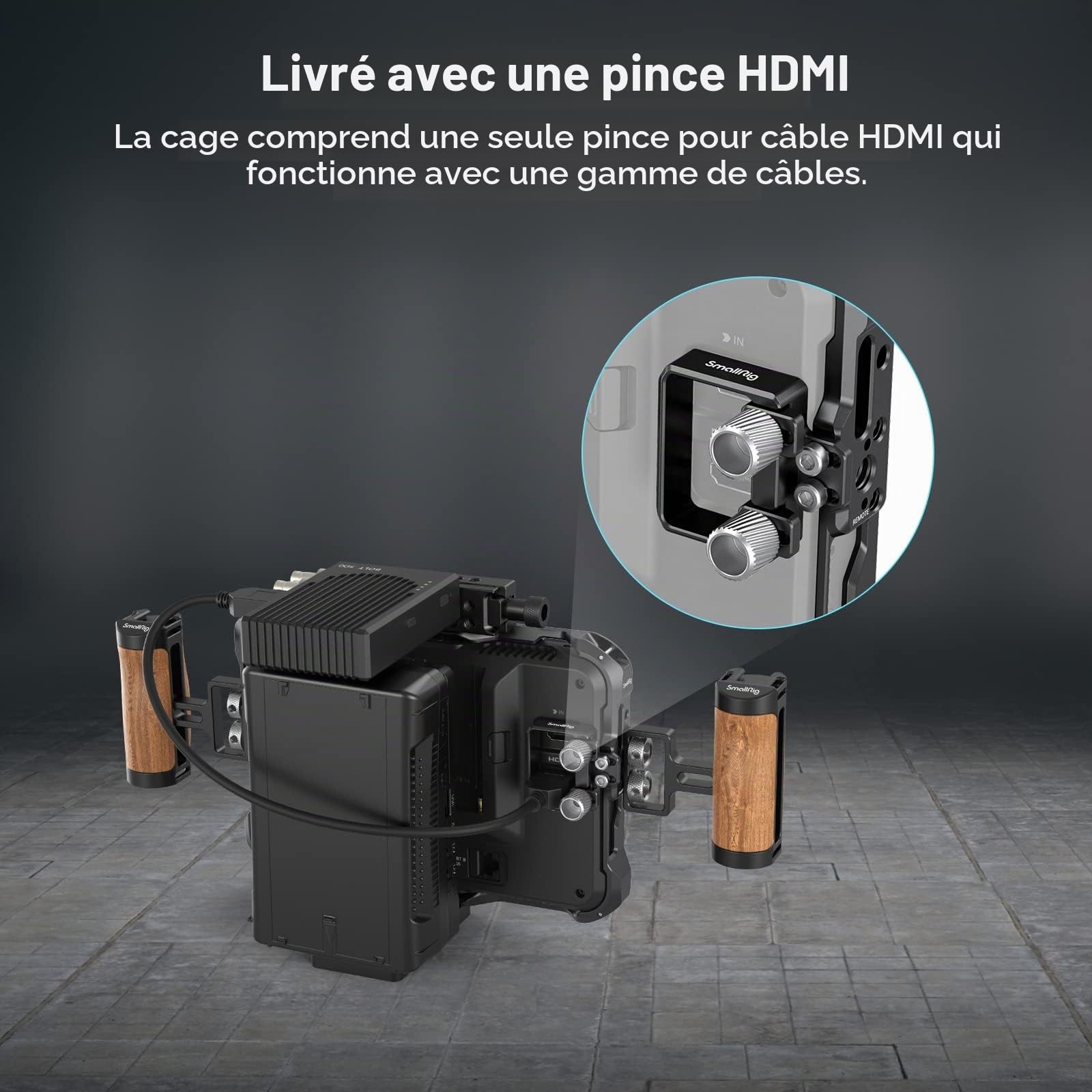 SMALLRIG Cage de Moniteur pour Atomos Shinobi 7, Kit de Cage avec Serre-Câble, Rail NATO Intégré et Pare-Soleil - 3456
