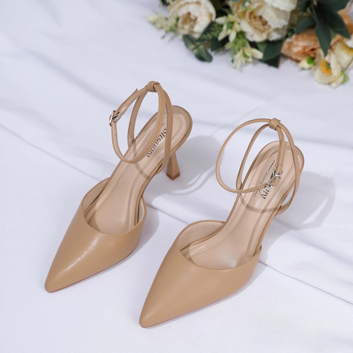 Susanny Heels for Women Stiletto Closed Pointed Toe Backless Dress Shoes High Heels Sexy Kitten Pumps Wedding Guest Party Dance Prom Dressy Comfort Shoes - Image 9