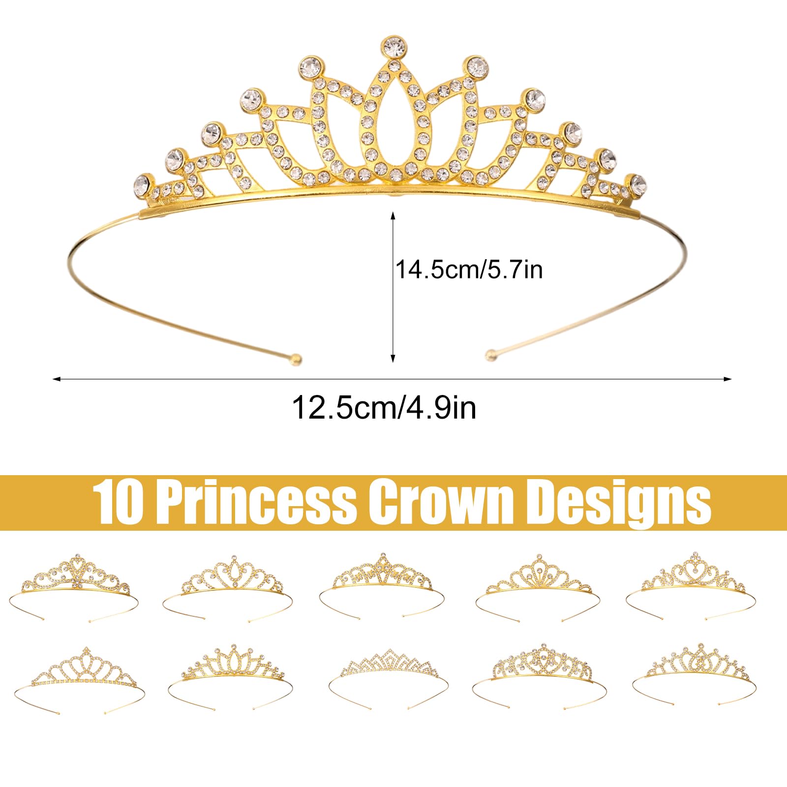 10pcs Diadème de Princesse pour Femmes et Filles, Petits Ornées Bandeau Couronne Ornés de Strass Accessoires Coiffure pour Mariage Anniversaire Bal Promo Concours Beauté