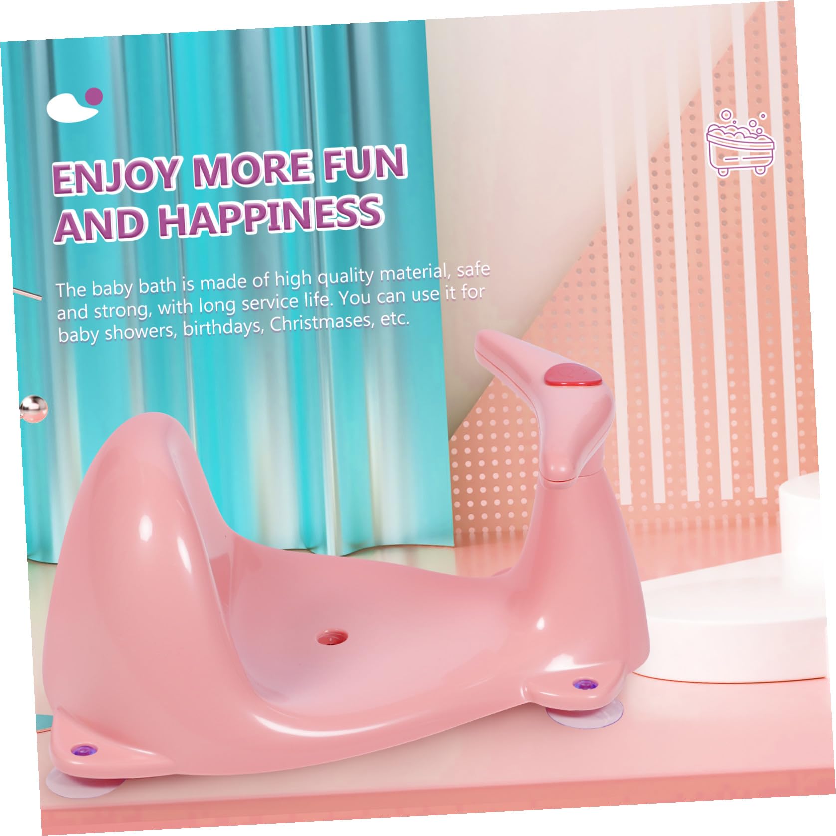 Kleinkind Badesitz Rosa, 1 Stück, Pp Tpe mit Saugnapf | Stabiler Badesitz für Kleinkind, Passend für Badewanne und Dusche, Geschenk zum Geburtstag