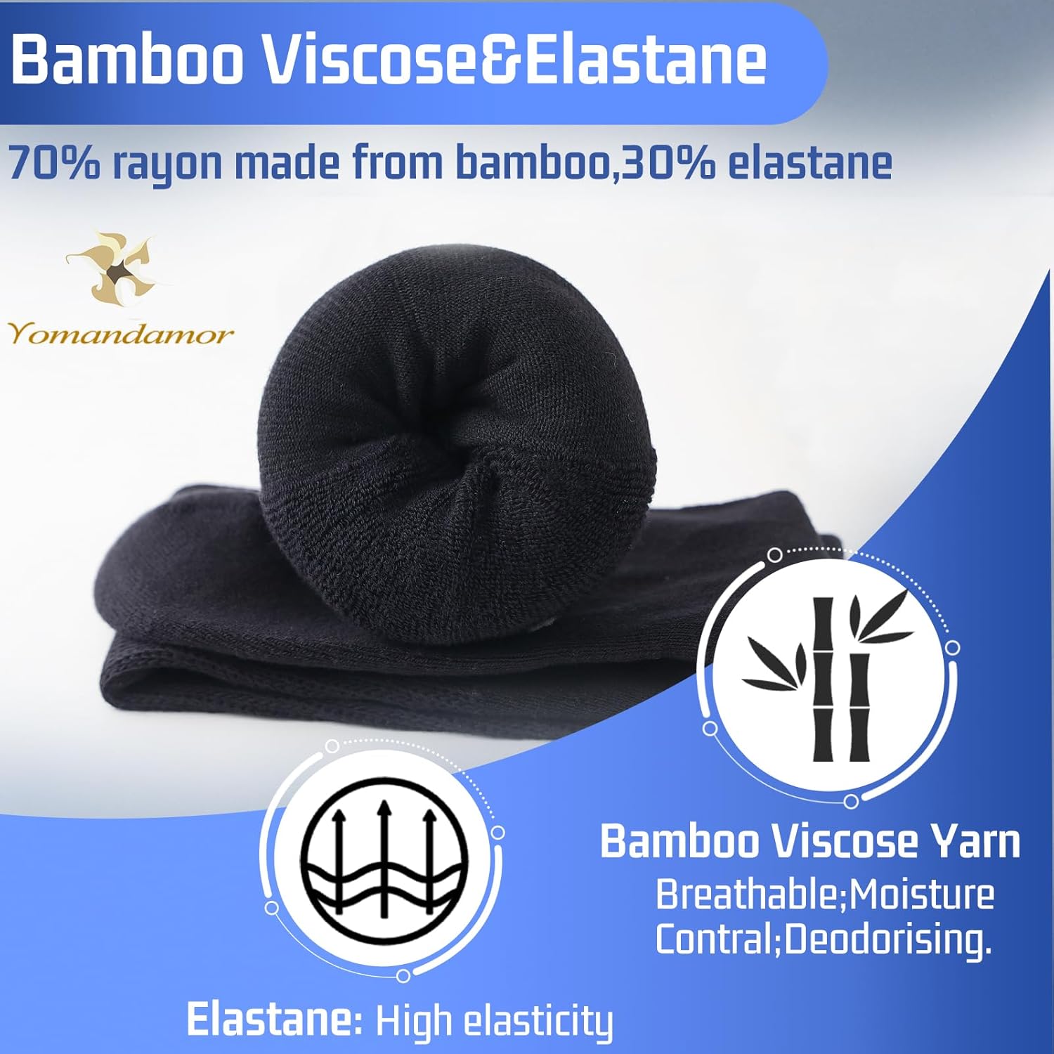 Yomandamor Mens Diabetic Over The Calf Socks,4 Pack Size 10-13 - Image 4