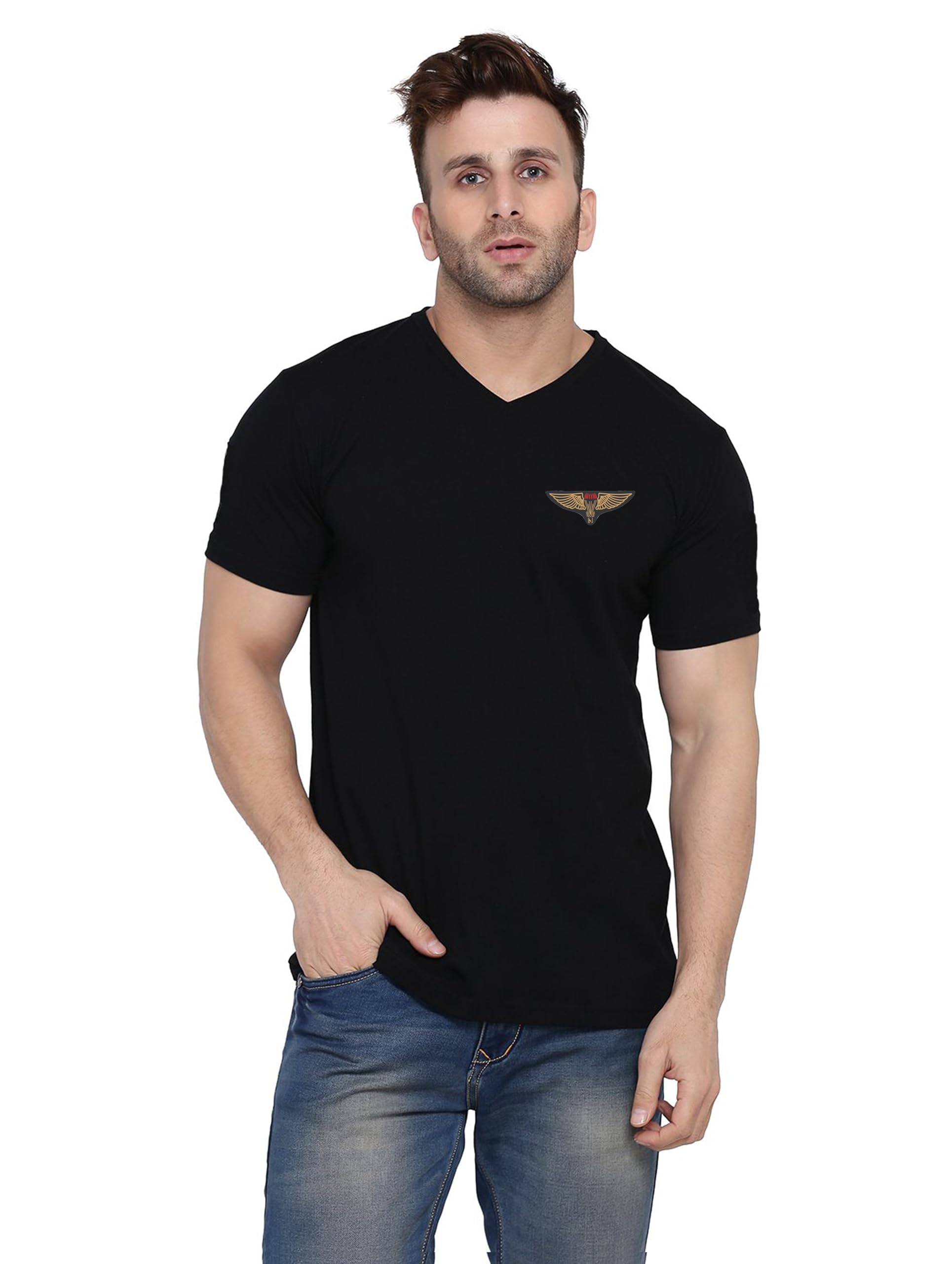 blisstone Men’s V-Neck Printed T-Shirt | Casual Slim Fit Short Sleeve Tee for Everyday Wear-picture-22