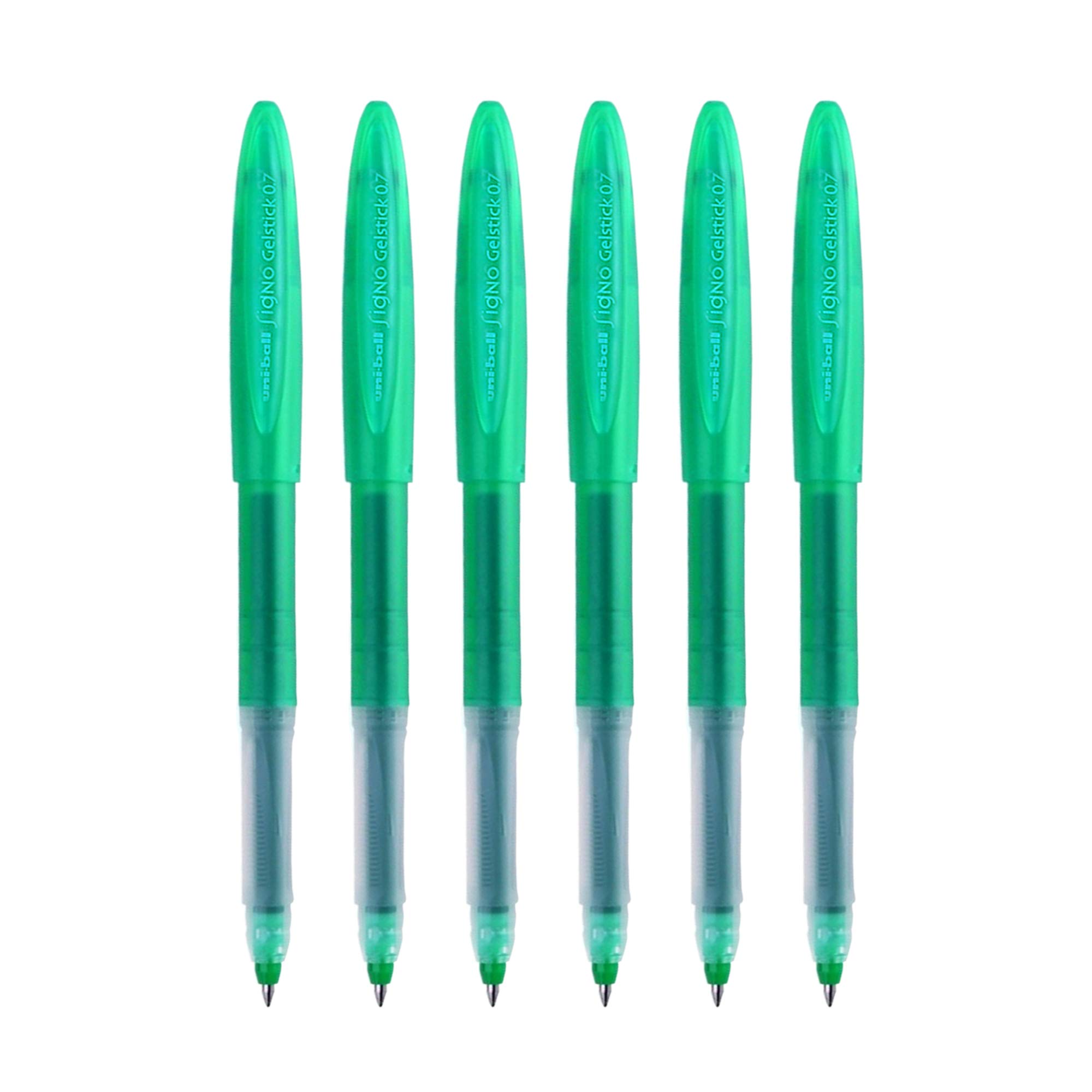 uni-ball Signo UM-170 Gelstick Gel Rollerball Pen - 0.7mm Tip - Green Ink - Pack of 6