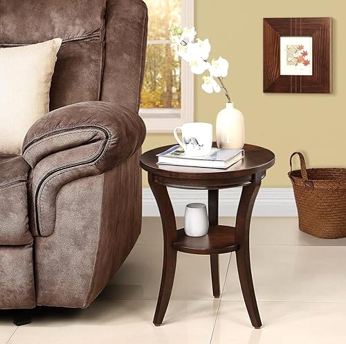 Miniatura 6 de LKTART Mesa de centro redonda de madera maciza de 16 pulgadas, mesa de acento lateral para sala de estar, dormitorio, oficina