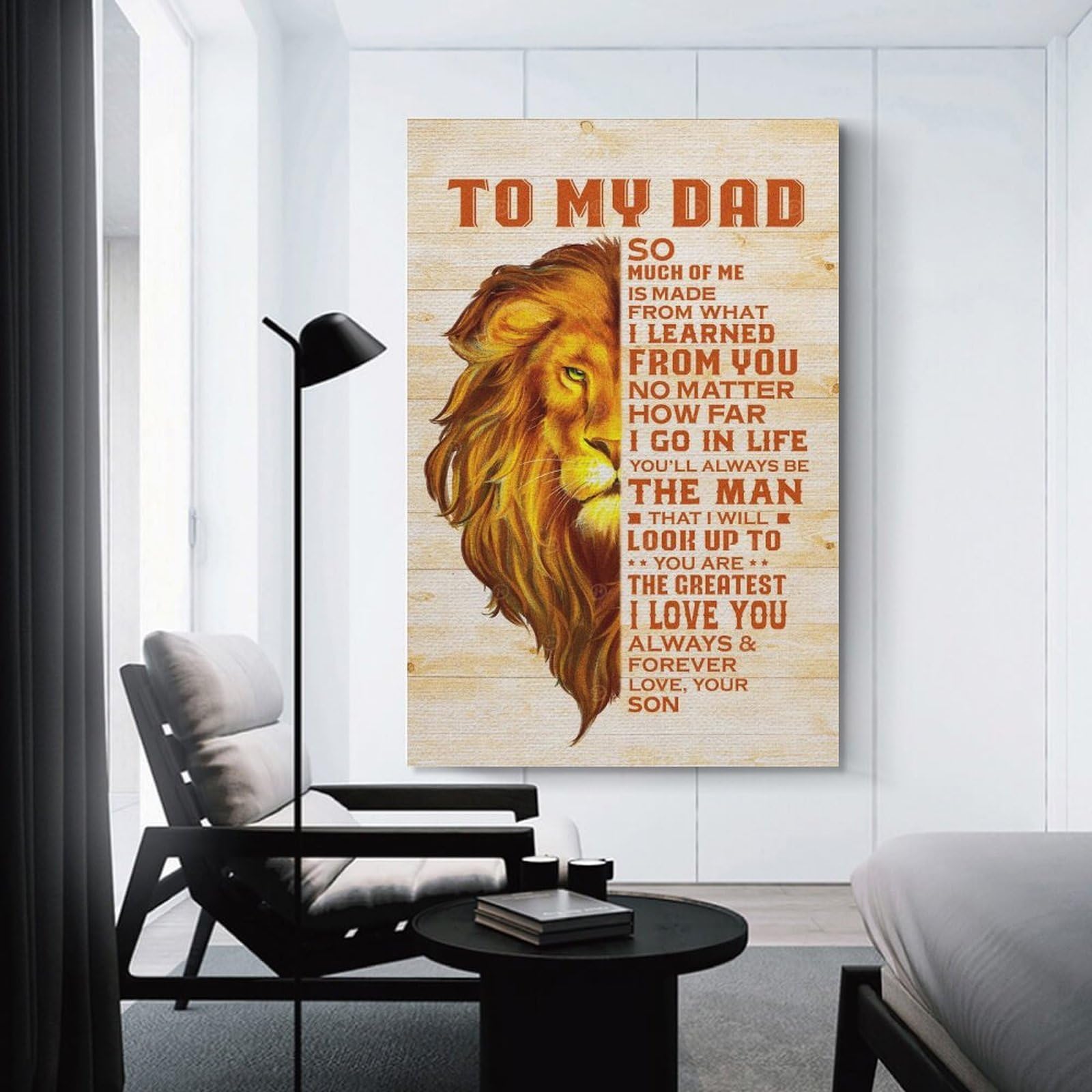 Junmoney To My Dad Hanging Wall Art 16x24inch(40x60cm), for Study, Office Or Focused Interiors, Wall Art That Adds Style to Work Areas
