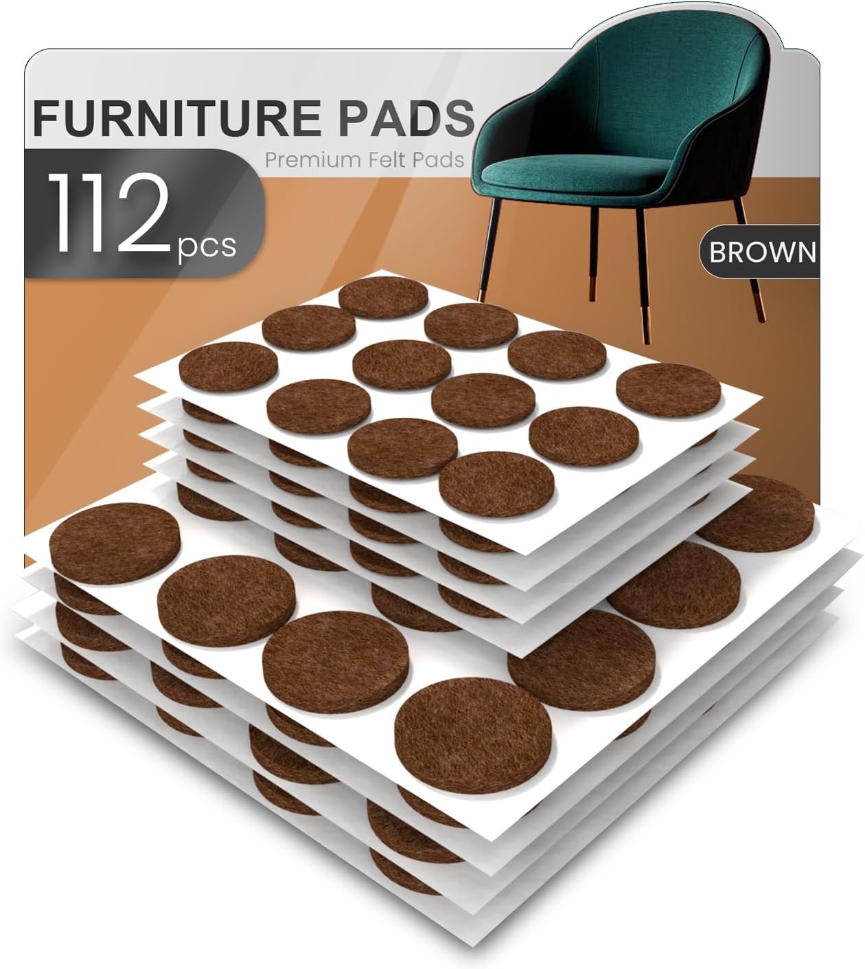 48 PCS Felt Furniture Pads, YOESSA Chair Leg Floor Protectors, Furniture Sliders for Hardwood Floors, Cabinet Bumpers, Anti Scratch, Reduce Noise(Beige)