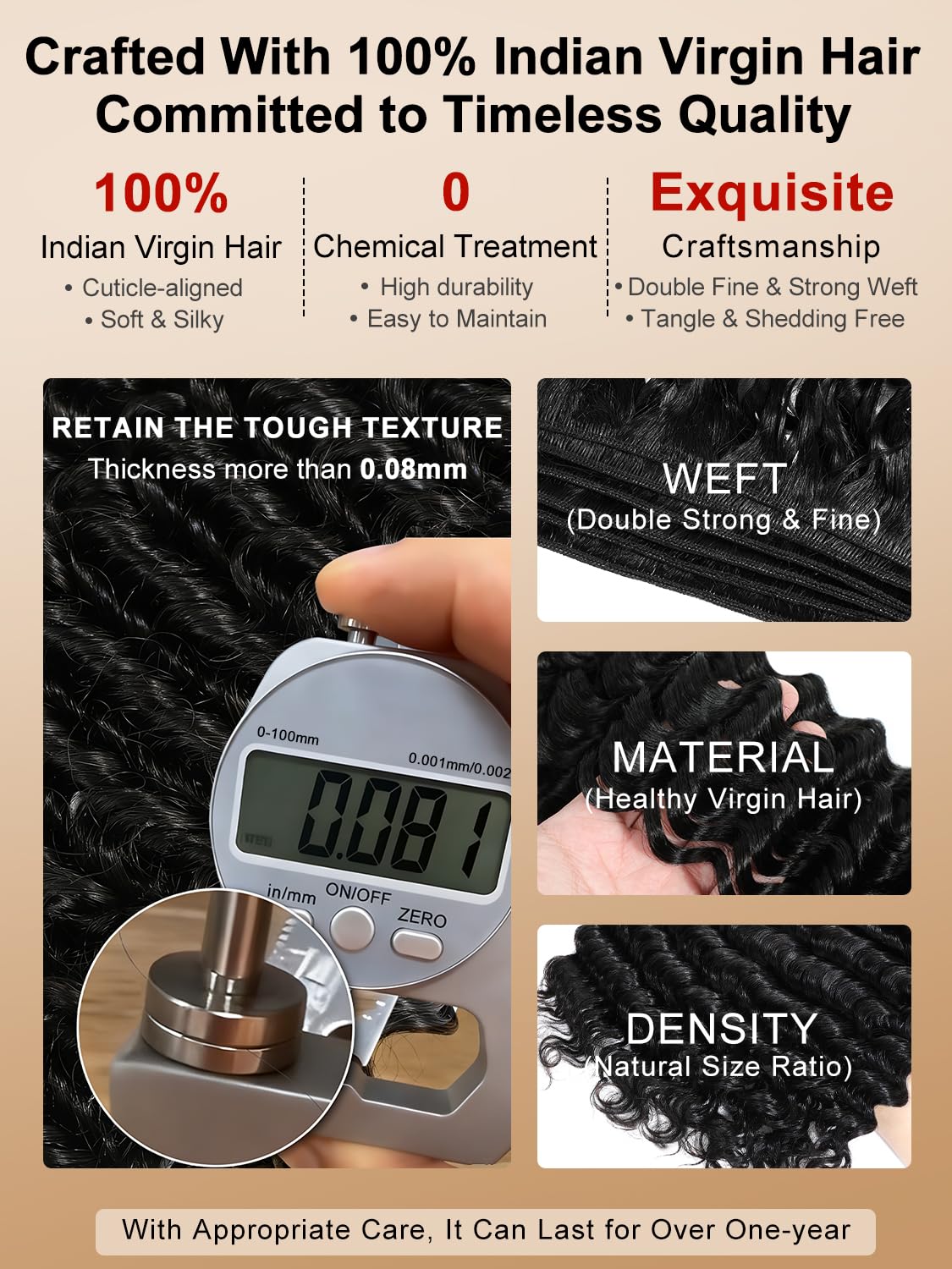 inlovwith Deep Wave Human Hair Bundles, Curly Bundles by 100% Unprocessed Indian Virgin Hair, Keep Texture Wet and Wavy After Multiple Washes(3 Bundles, 18 20 22 Inches)