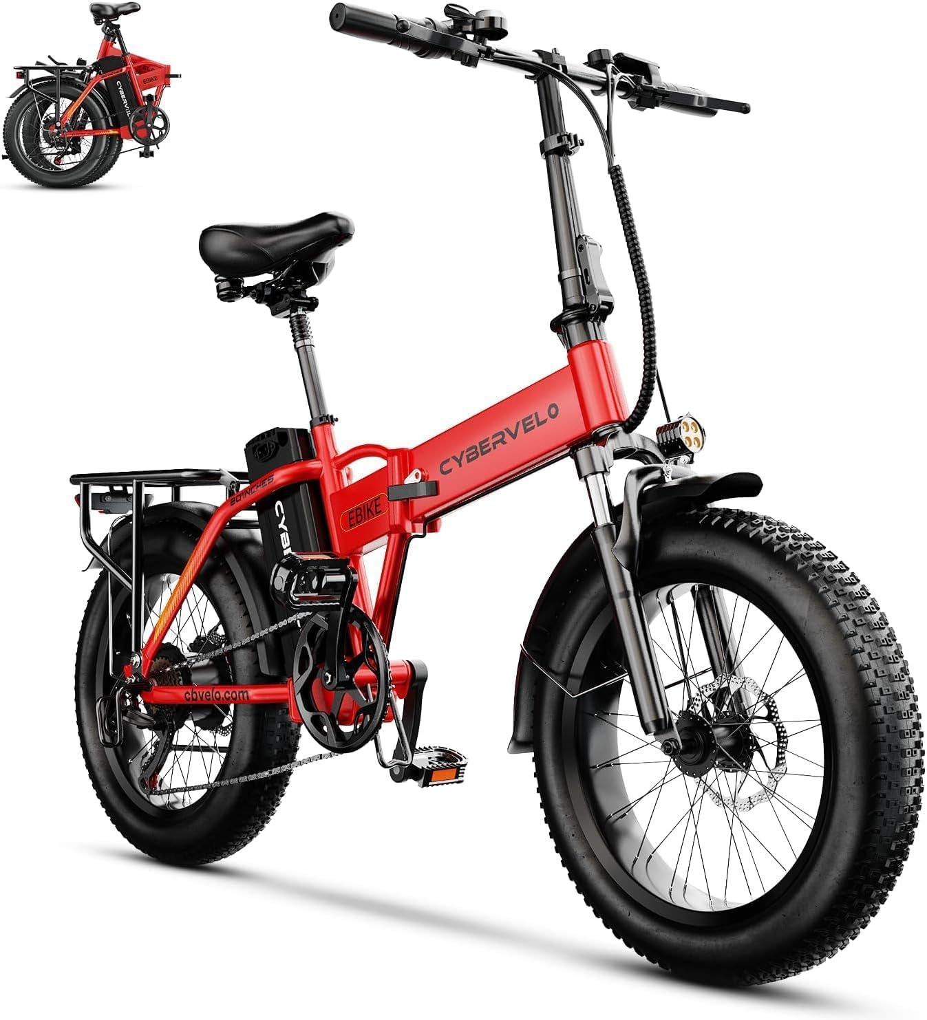1000W Folding Electric Bike, 48V 20AH Large Removable Battery E Bike, 30+MPH, 80 Miles Max Range, 20" Fat Tire Electric Bike for Adults, Adult Electric Bicycles for Long