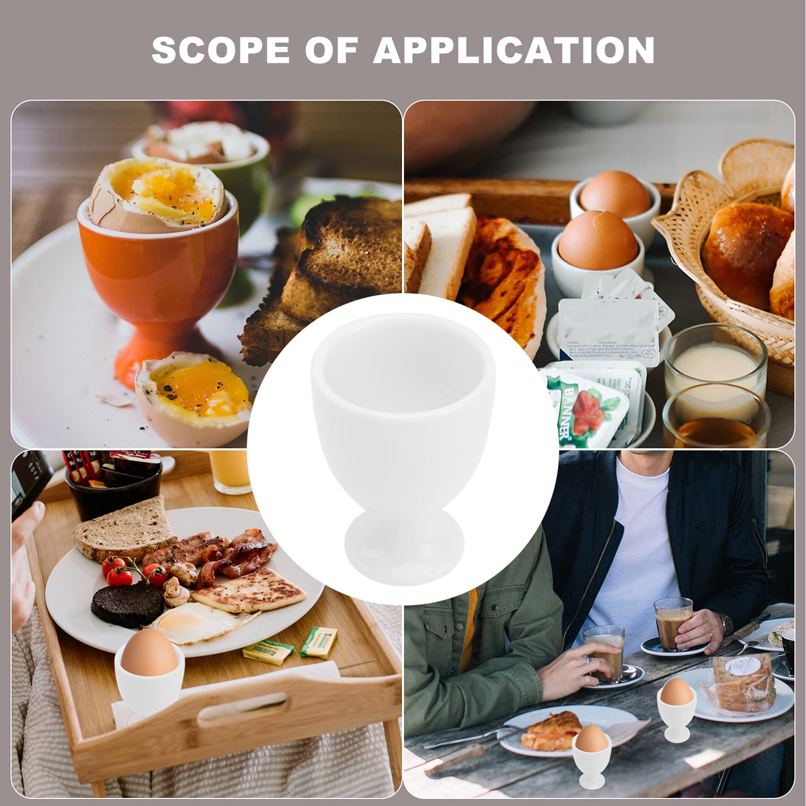 PRETYZOOM Coquetiers en Céramique Blanche, Lot de 6, pour Petit-déjeuner | Support Stable pour Œuf, Nettoyage Facile, Style Épuré pour Hôtel et Table