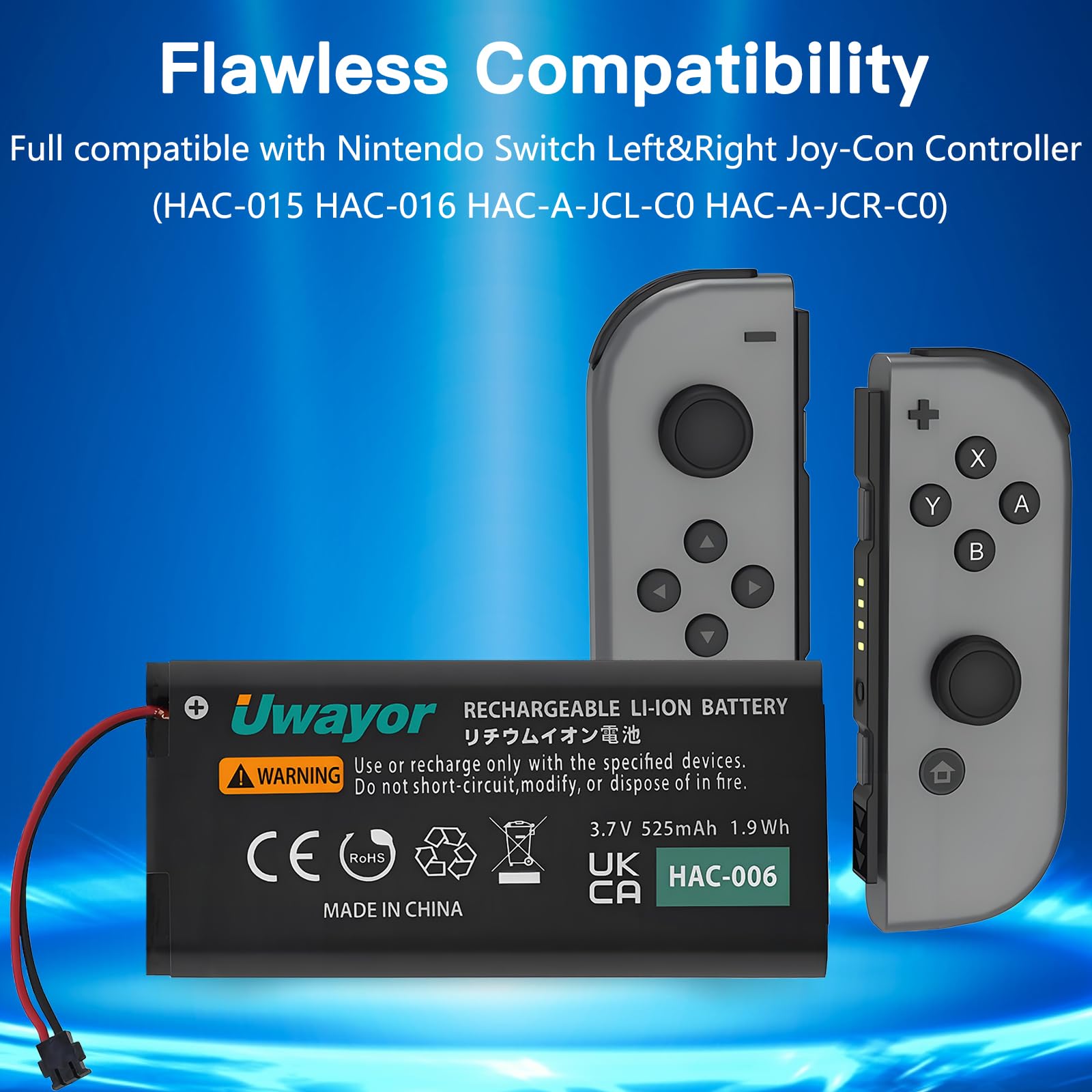 Amazon.com: Uwayor Joy Con Battery Replacement, 4 Pack HAC-006