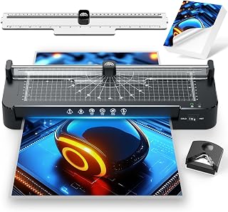 13in Laminator Machine with Paper Trimmer + 50pcs Sheets + Corner Rounder, Dual Hot/Cold Mode | Anti-Jam Technology | 90s Fast Preheat for A3/A4/A5/A6 Home Office School Use