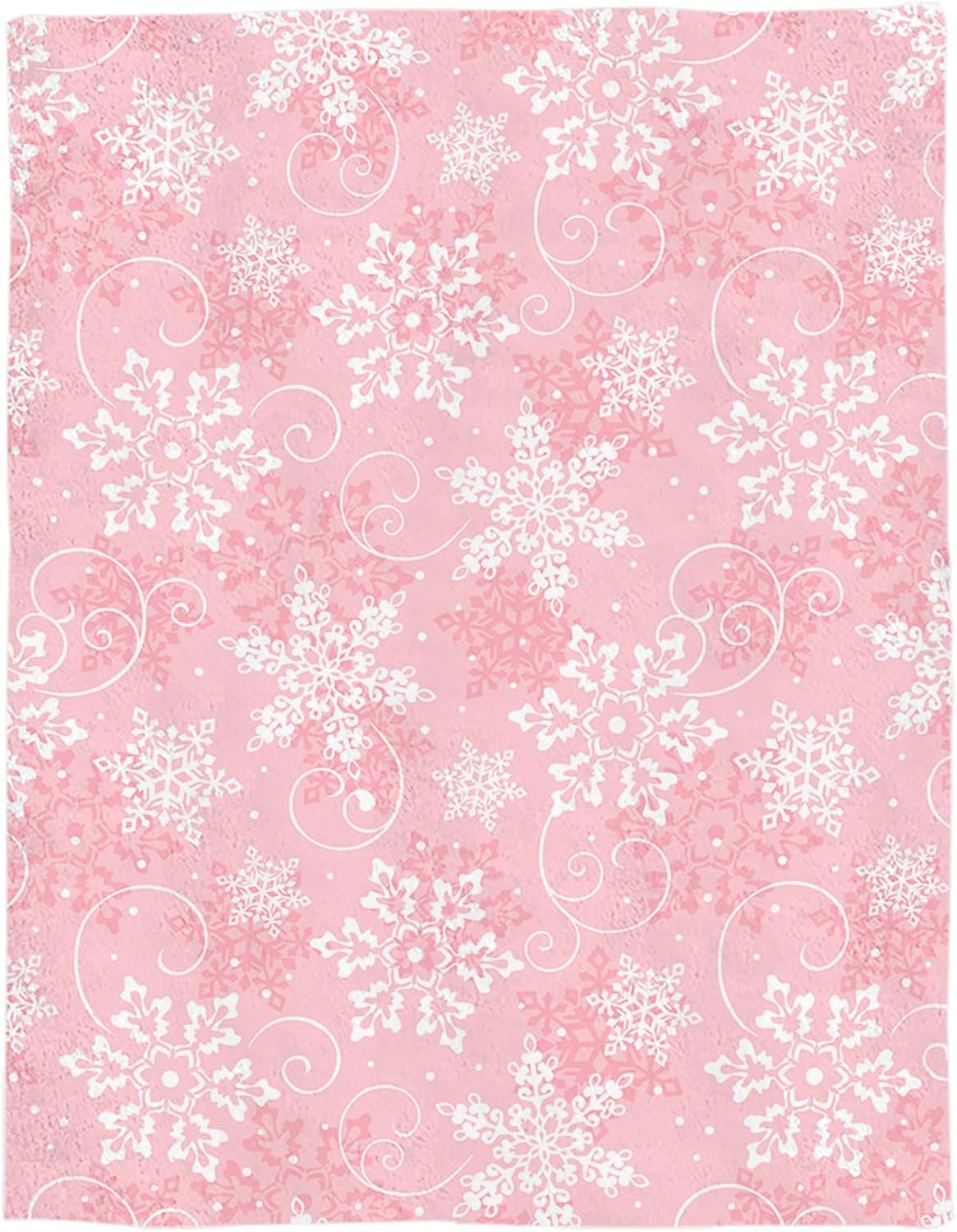 Christmas Throw Blankets, Pink White Snowflakes Pattern Soft Fleece Blanket Decorative for Home Sofa Couch Chair Living Bedroom,40x50 Inches, Winter - Image 7