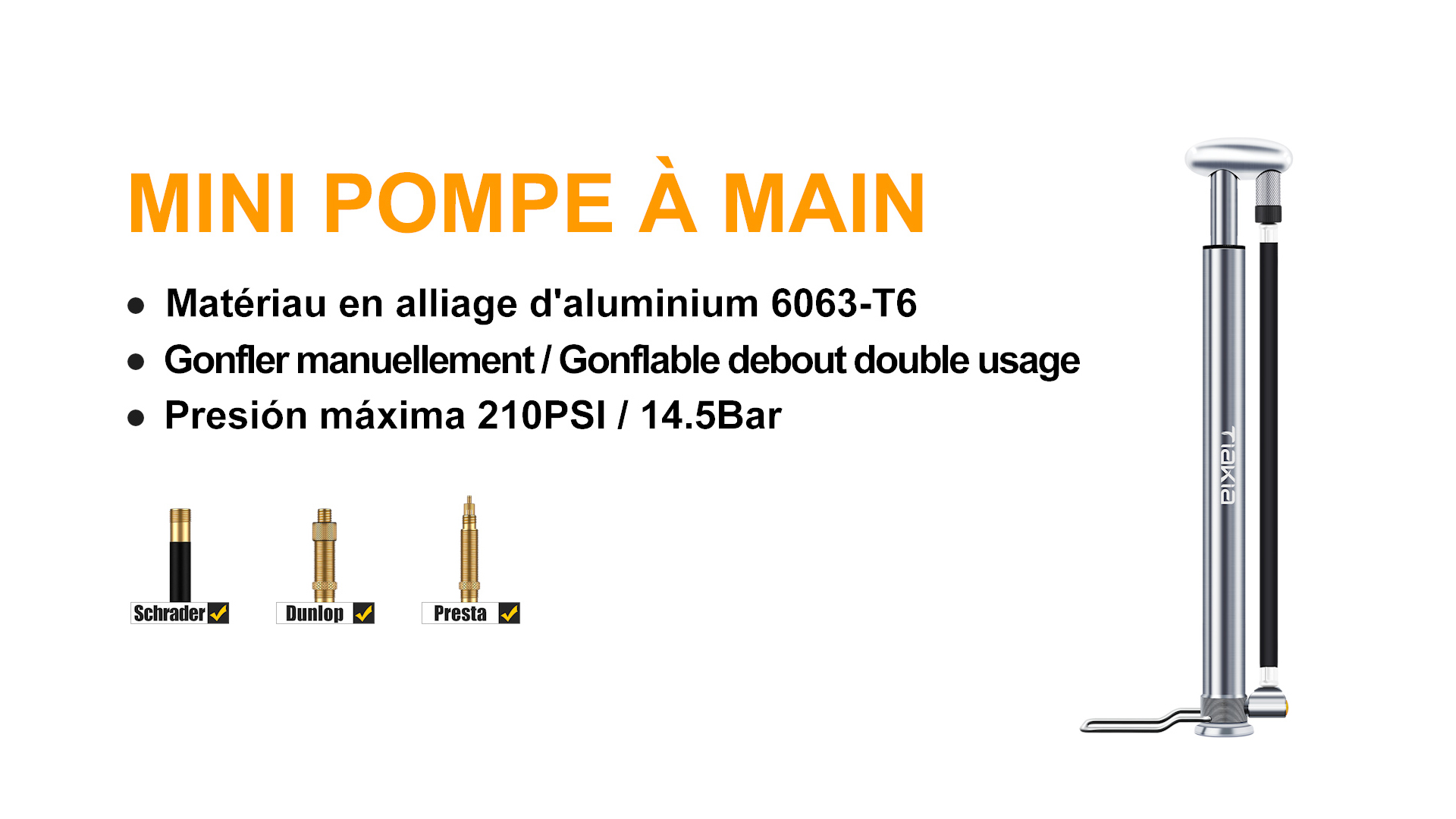 POMPE DE VÉLO universelle compacte gonfleur manuel portable pour vélos POMPE DE VÉLO universelle compacte gonfleur manuel portable pour vélos