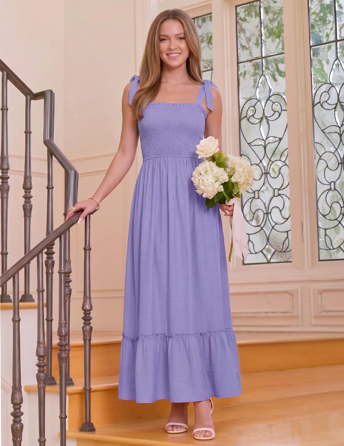 ZESICA Spaghetti A Line Maxi Dress Décontracté Femme
