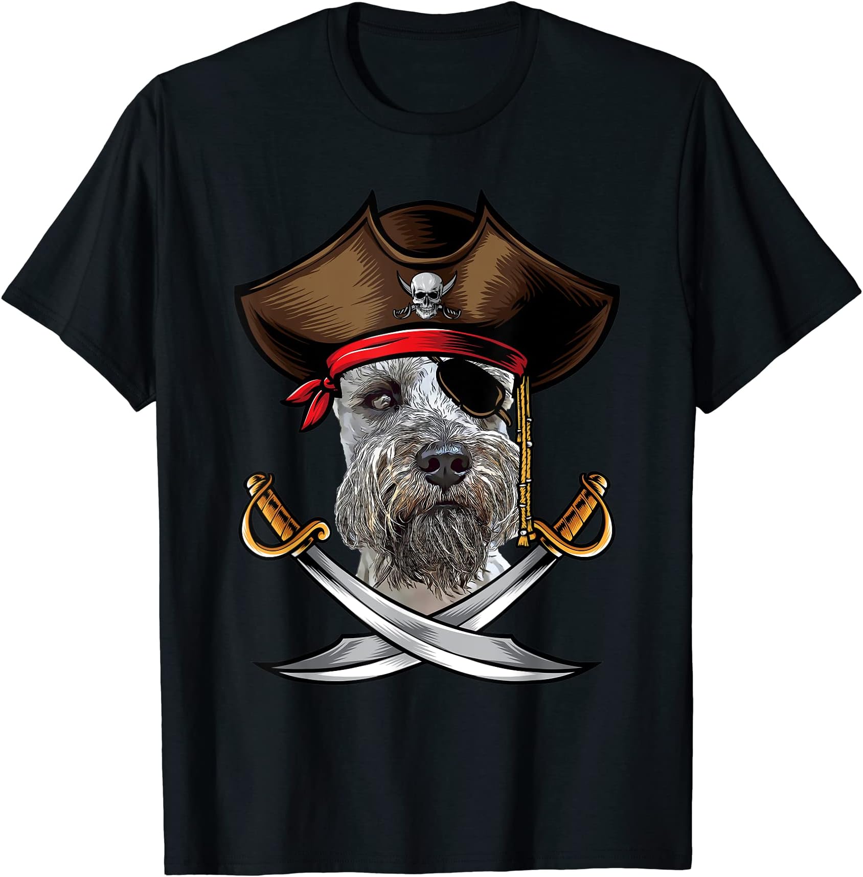Funny Miniature Schnauzer Dog Pirate Captain Halloween T-Shirt