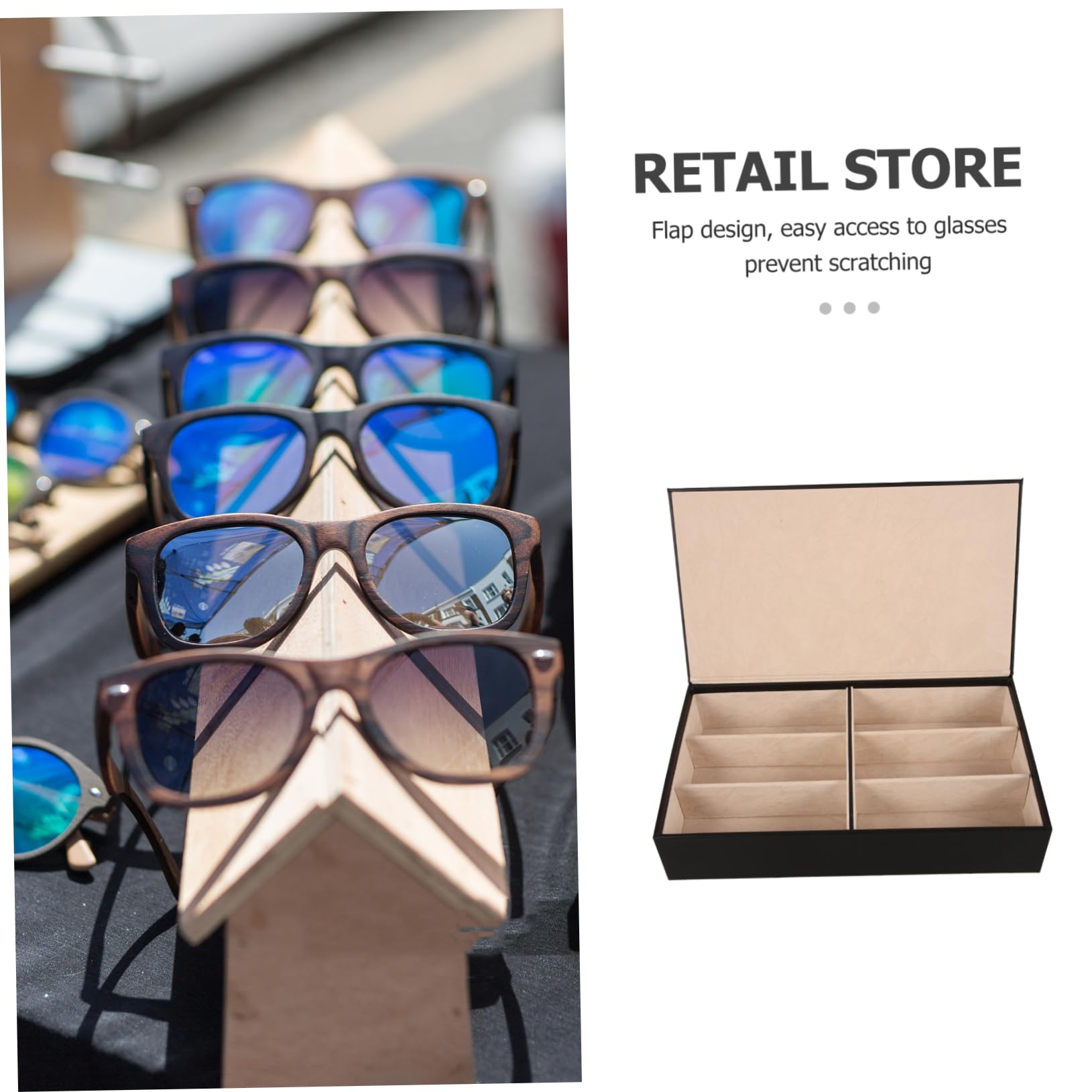 Healvian Organizer dal Design Raffinato in Pelle Pu Occhiali da Sole Multi-griglia Struttura in Metallo Facile da Pulire per Casa e Uso Commerciale