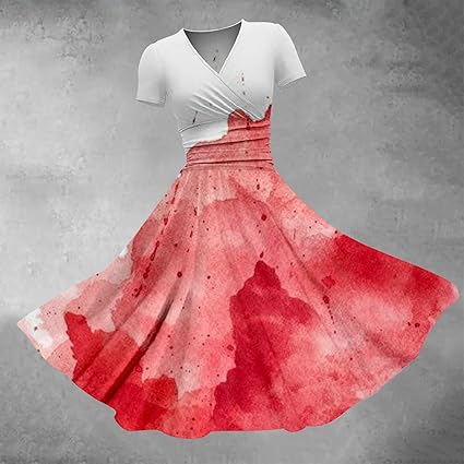 Blingko Femmes Robes Soirée Vintage Holloween Citrouille Crâne Imprimé Manches Longues A - Ligne Robes Avec Ceinture Patchwork Longue Genou Swing Dress Élégantes Pas Cher