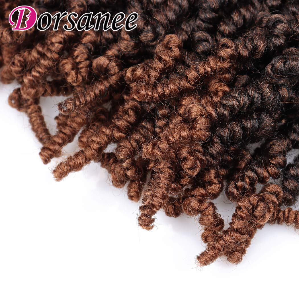 Dorsanee Pre-twisted Spring Twist Crochet Hair 8 Inch 4 Packs Short Curly Crochet Hair Pre Looped Crochet Braids Mini Passion Twists Fluffy Twist Synthetic Hair Extensions (8 Inch,T30#)