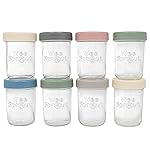 WeeSprout Glass Baby Food Storage Jars w/Lids (8 oz, 8 Pack Set) Snack, Puree, Reusable Small Containers, Breast Milk, Fridge or Freezer, Microwave & Dishwasher Safe, Essential Must Have for Infants