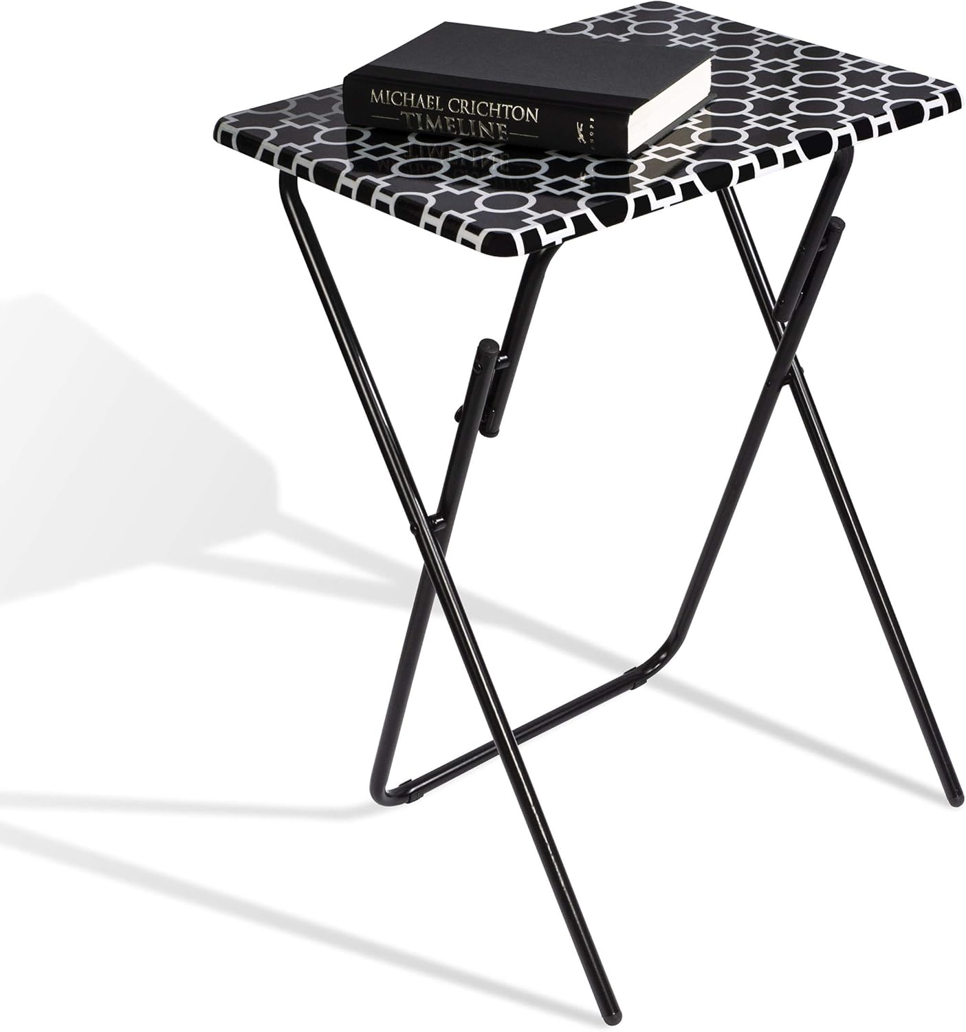 Atlantic Park Place Portable Folding TV Trays, Sturdy MDF/Laminated Top, 2-pc Set, PN 38435927 - Black and White : Home & Kitchen