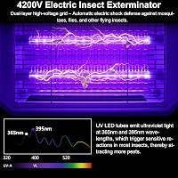 WUEAOA 2x5W UV LED elektromos rovarcsapda 4200V fali lámpa szúnyog- és légyfogó IPX4 2