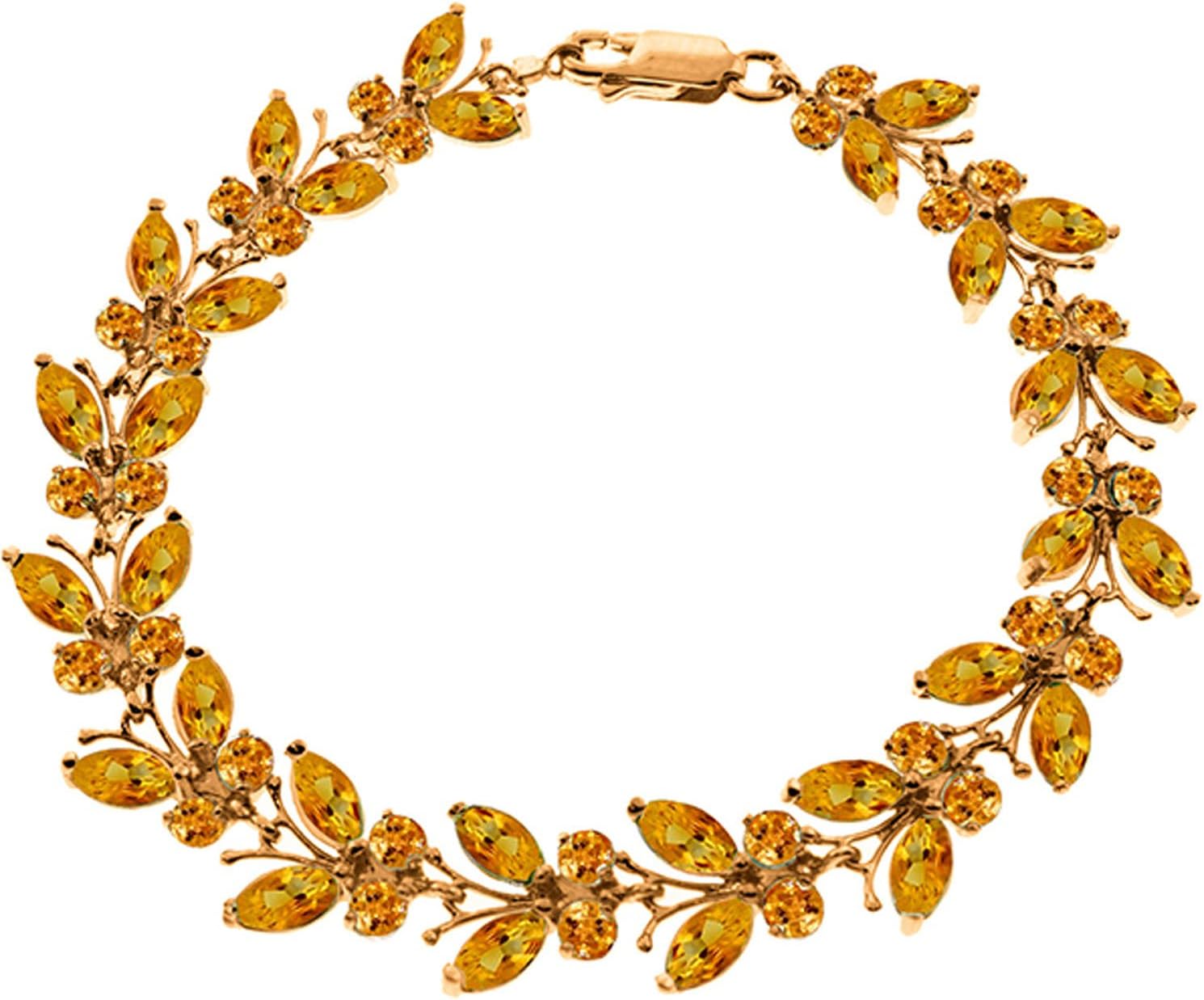 Galaxy Gold GG 14k Solid Rose Gold Butterfly Bracelet with Natural Citrines