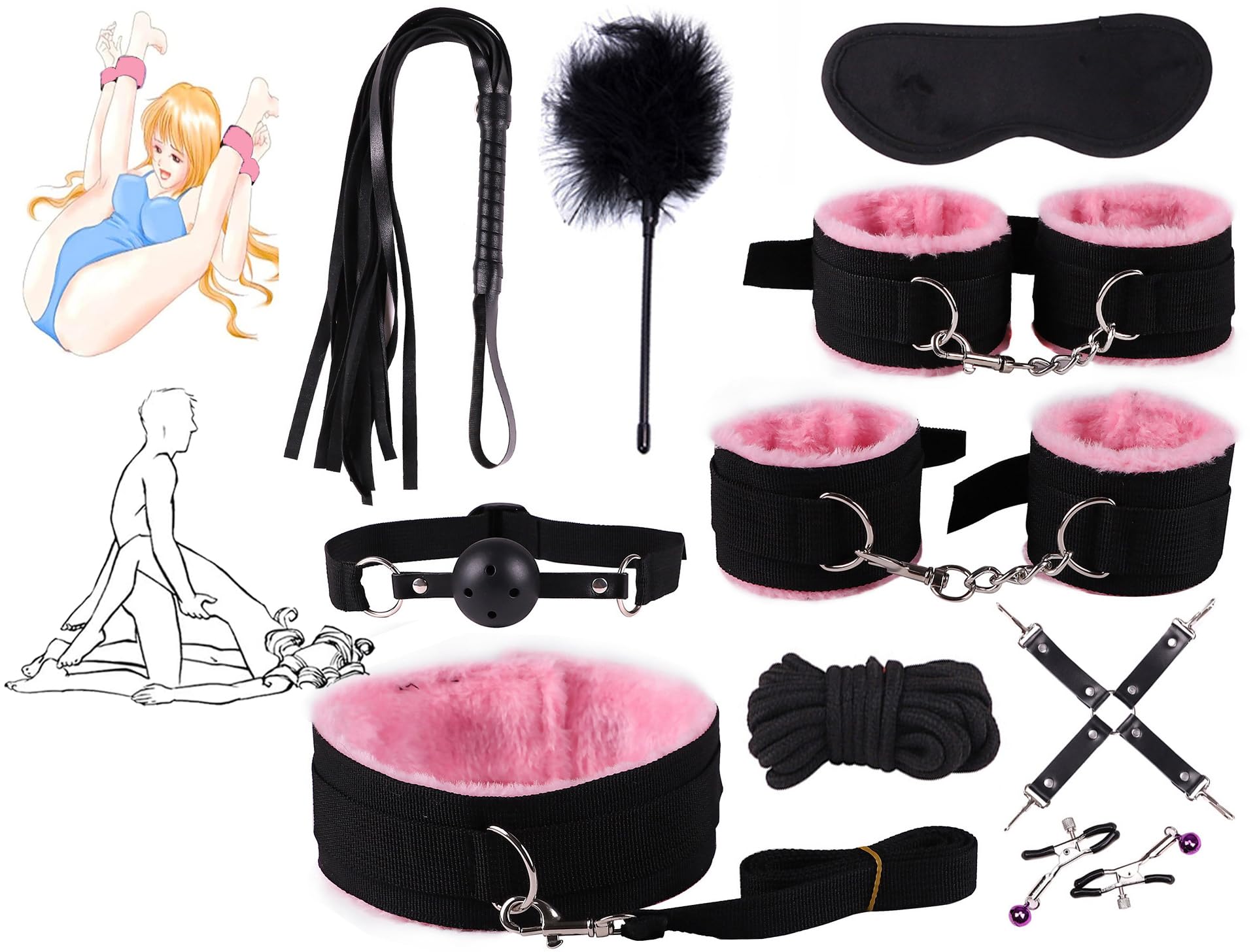 ̶𝙨̶𝙚̶𝙭̶ ̶𝙩̶𝙤̶𝙮̶ 10-Piece Light and Comfortable Sex Tool Set with Cross Buckles, Leather Whip