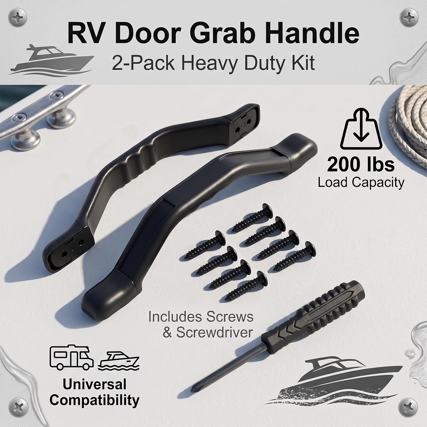 11 Inch Plastic RV Door Handle for Trailers Boats Motorhomes Trucks(2 PCS)