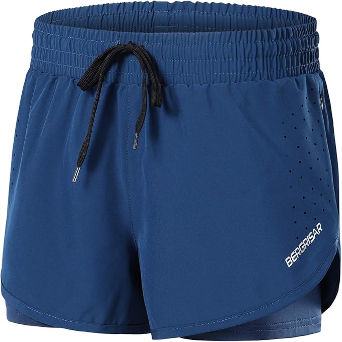 BERGRISAR Pantaloncini da corsa attivi da donna da 3 pollici con tasca  laterale con cerniera BG115 : Amazon.it: Abbigliamento