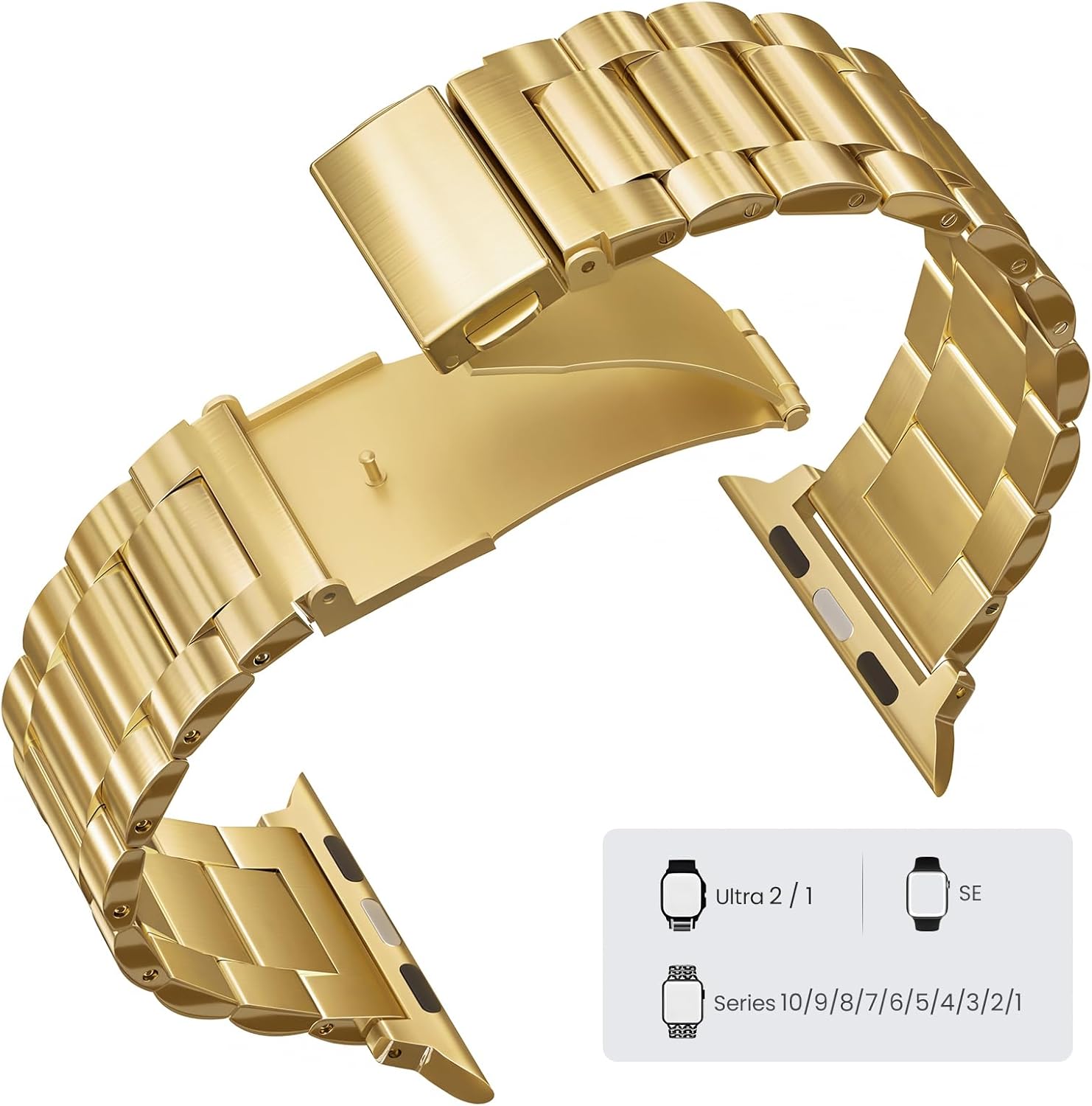 Metal Band Compatible with Apple Watch Bands for Men 49mm 46mm 45mm 44mm, Stainless Steel Strap for iwatch Bands Ultra 3 2 SE 3 2 Series11 10 9 8 7 6 5 4 3 2 1 Business Casual Fashion