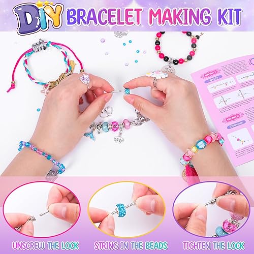 Miniatura 4 de Kit de 10 pulseras con dijes, suministros para hacer joyas, juego de cuentas, regalo de arte y manualidades para niñas, regalos de fiesta