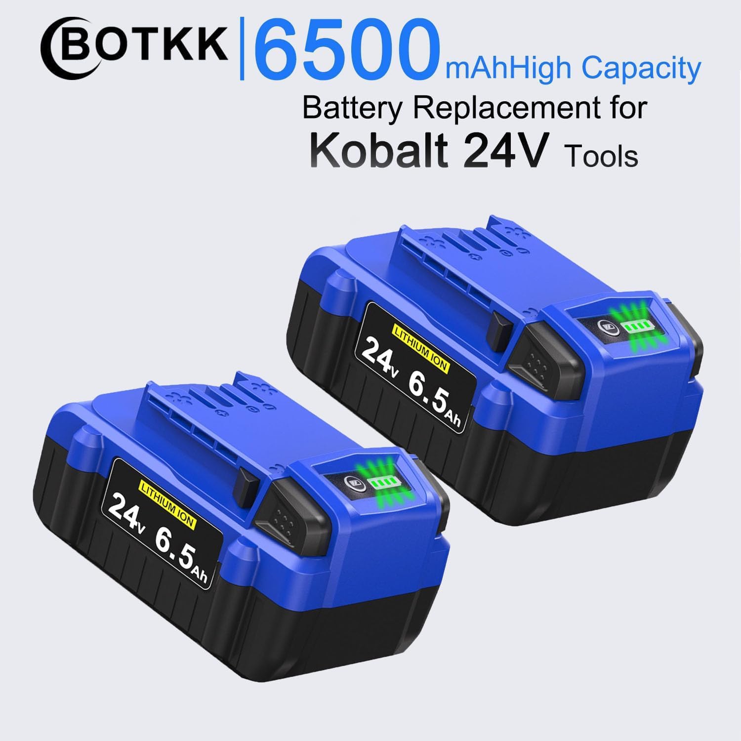 Upgraded！6500mAh Replacement for Kobalt 24V Battery KB624-03 KB524-03 KB424-03 KB224-03 KB124-03 Compatible with Kobalt 24V max Battery (2 Packs) thumbnail