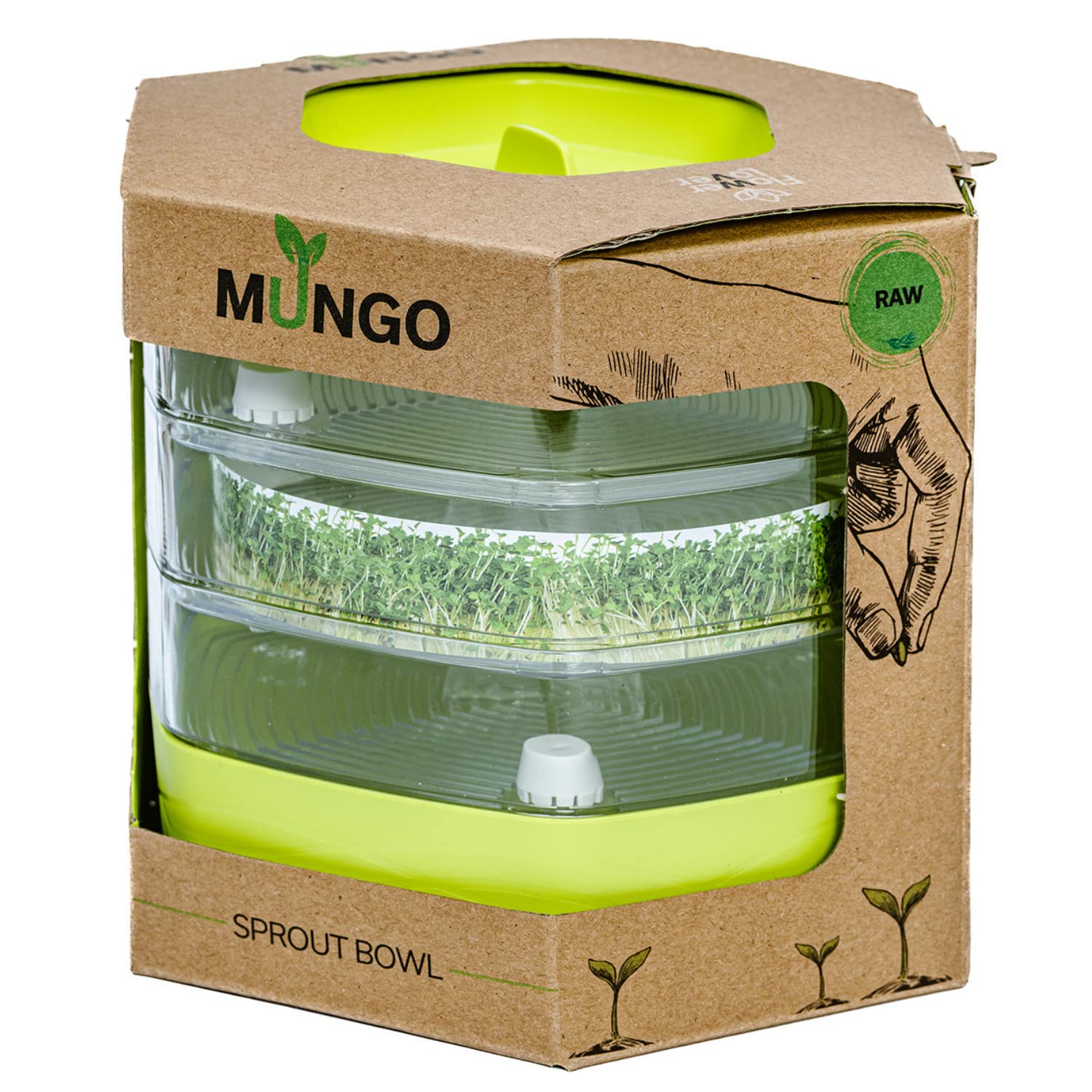 Flower Lover Germoir pour Graines à Germer et Micro-pousses - Microgreens Coupelle de Germination à 3 Étages - Set de 3 Bacs de Germination en Plastique, 17 cm (Avocat)